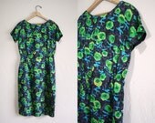 Vintage Dress / Abstract Floral Dress / Day Dress / 1950s