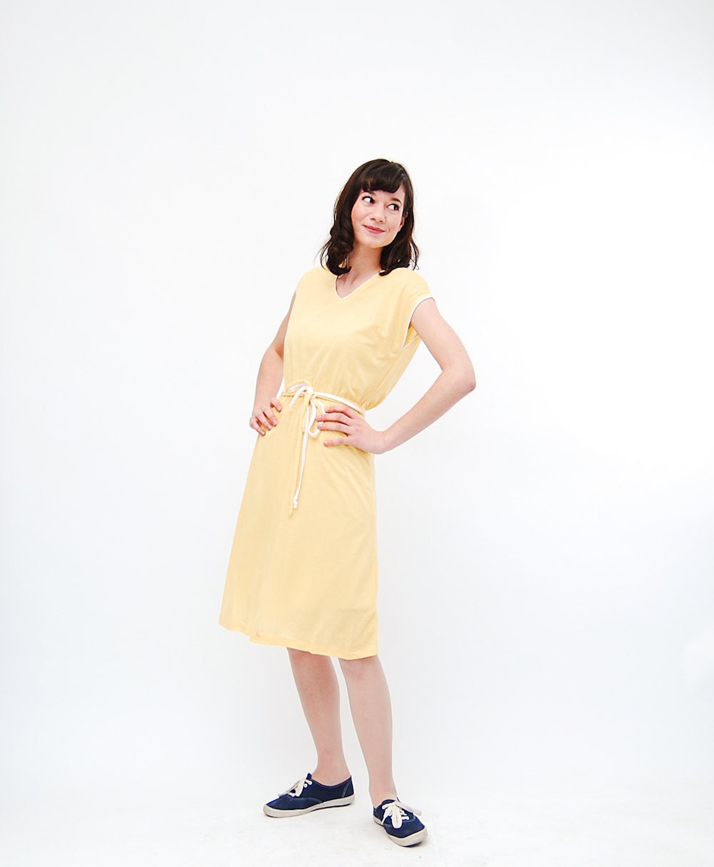 Vintage 1980s Summer Dress - 80s Summer Dress - Sunshine Yellow