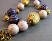Lucite Necklace  -  Vintage,  Purple Necklace ,  Handmade Jewellery,  Wire Jewelry, Brass