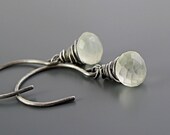 Handmade Earrings -     Gemstone  Jewelry, Light Green,  Prehnite,  Wire Wrapped,    Handmade Jewelry