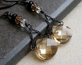 Swarovski Earrings -  Oxidized Silver, Golden, Crystal Jewelry,      Handmade Earrings, Swarovski Jewelry