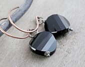Crystal Earrings -   Swarovski Earrings,  Black, Sparkle,  Mixed Metals,  Copper, Oxidized Silver, Crystal Jewelry