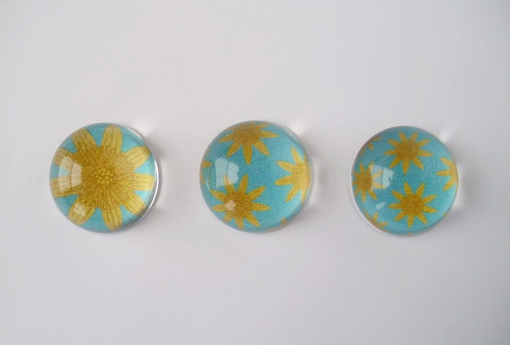 Sunflower Magnet Set, Fridge Magnets, Flower Magnets, Office Magnets, Bubble Magnets, Spring flowers, Graduation Gift