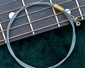 Recycled Guitar String Bangle Silver with Gold Gift for Musician or Music lover