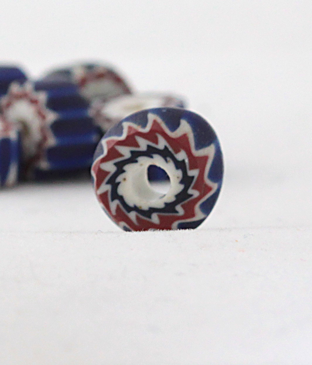 Rare 6 Layer Antique  Blue Chevron Trade Bead - 1800's