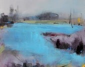 On a Calm Afternoon 12x12, Contemporary Landscape Painting Original acrylic on canvas, gallery wrapped and ready to hang