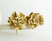 Bridal Hair Flowers - Gold Flower Hair Clips (3), Great Holiday Party Accessory, Gift Under 25, Free Shipping