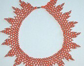 A New Flame Beadwork Necklace in Turquoise and Orange