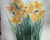 CHEERFUL DAFFODILS Watercolor