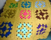 Vintage Handmade Granny Square Crocheted Pillow Cover