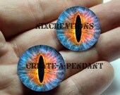 24mm 1 inch Blue Fire Dragon Glass Taxidermy Doll Eyes Cabochons for Steampunk Jewelry and Pendant Making