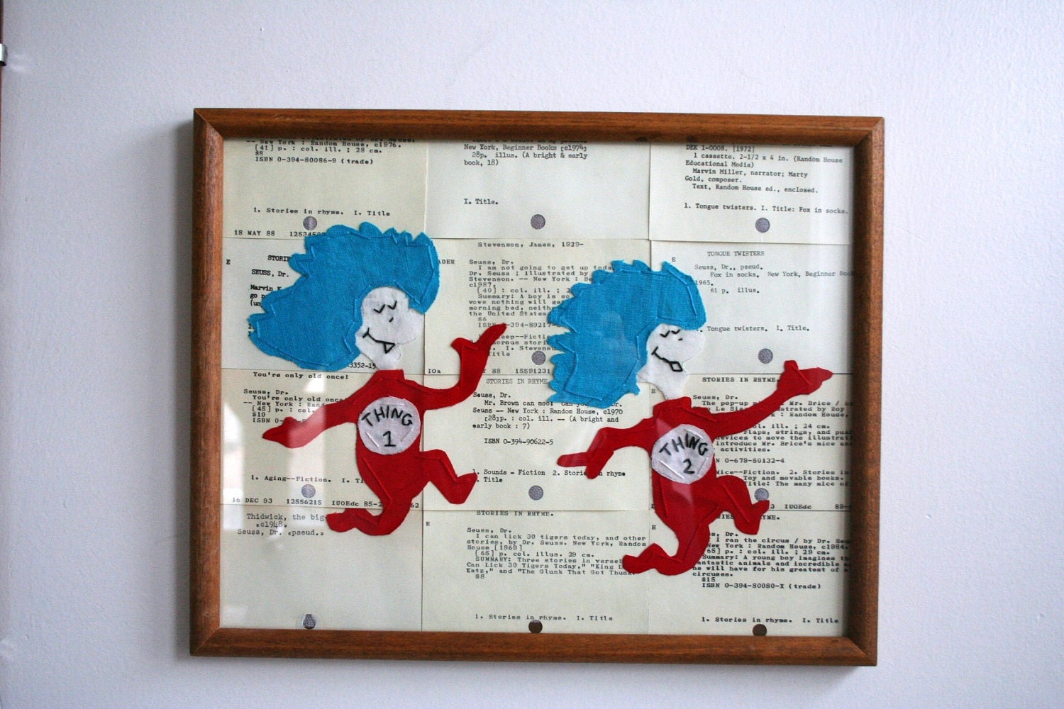 Mischief - Appliqued Library Catalog Cards (Thing 1 & Thing 2)