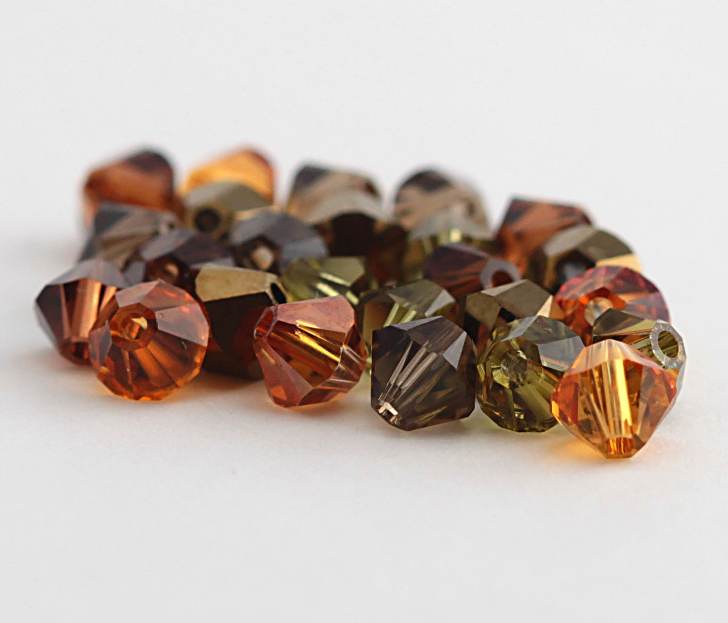 20,  4 mm bicone crystals - Olive Wood MIx - Swarovski Crystal Elements