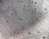 Net of Beauty - Vintage French Grey Flocked Pom Bird Cage Hat Netting - Grey - Sold By The Yard