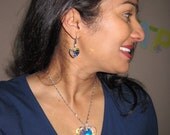 swarovski crystal ab earrings and heart necklace