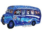 THE END- The Doors psychedelic blue bus beaded shadowbox art replica