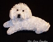 DAISY beaded BICHON FRISE dog- pet art pin (Made to Order)