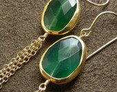 SALE  Green Aventurine, Vermeil and Gold Filled Tassel Chain Earrings SALE