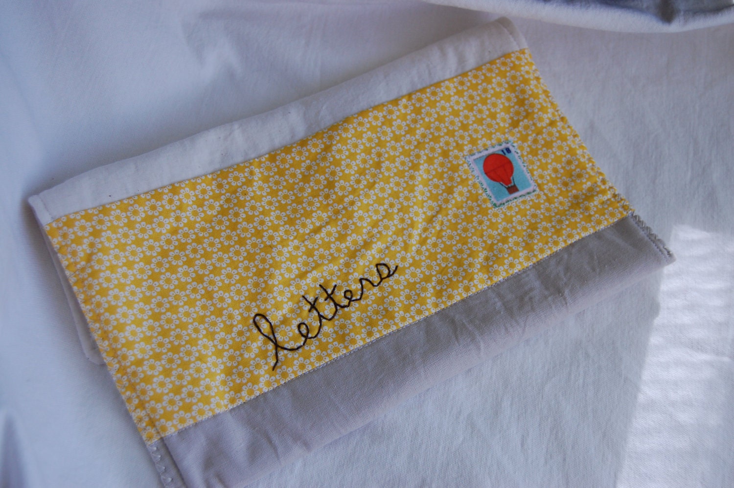 Letters (Quilted and Hand embroidered Envelope Clutch)