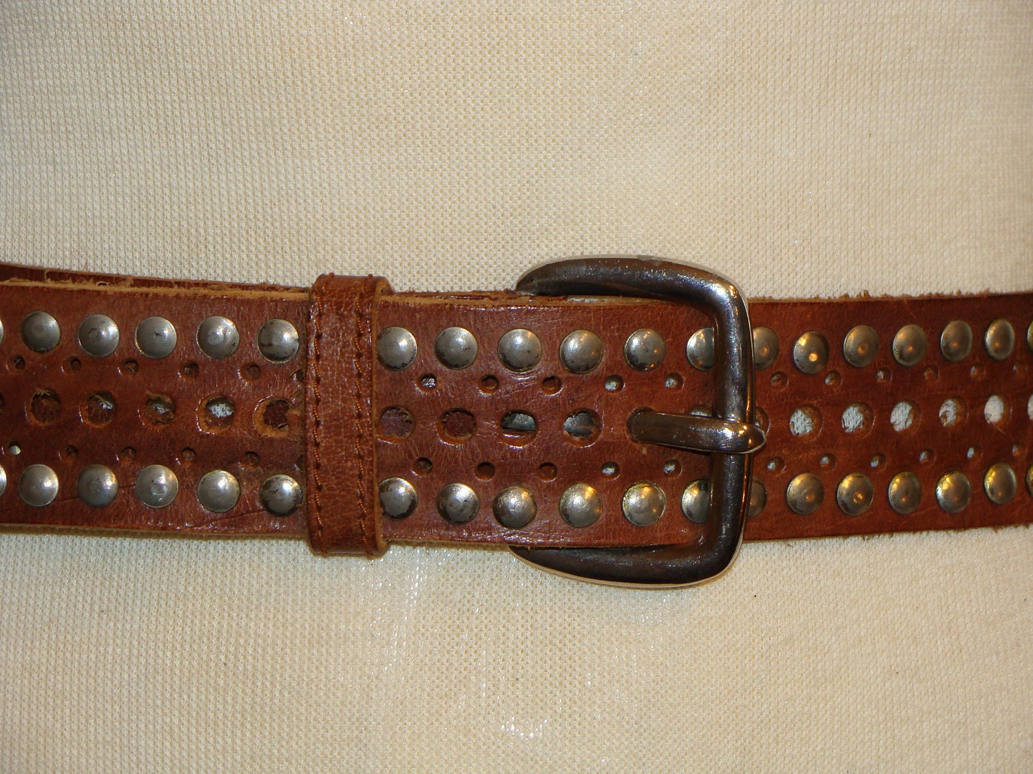 Brown leather studded Belt