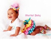 Sassy Pants Ruffle Diaper Cover Bloomers Hot Pink Yellow Teal Blue with Bow