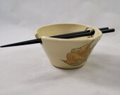 Rice Bowl with Chopstick Rest/Wheel Thrown Pottery