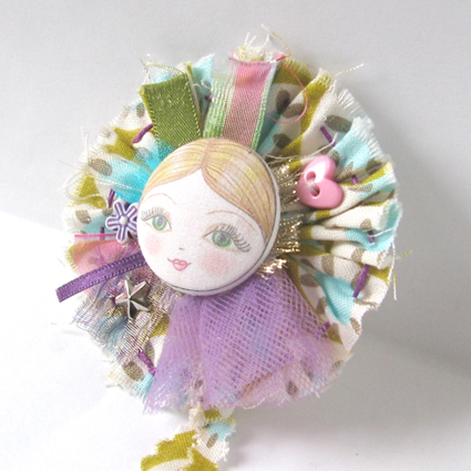 Doll Face Fabric Brooch - Anastacia