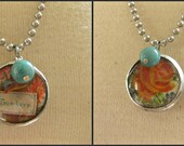 garden series soldered pendant - vintage calling card - free shipping
