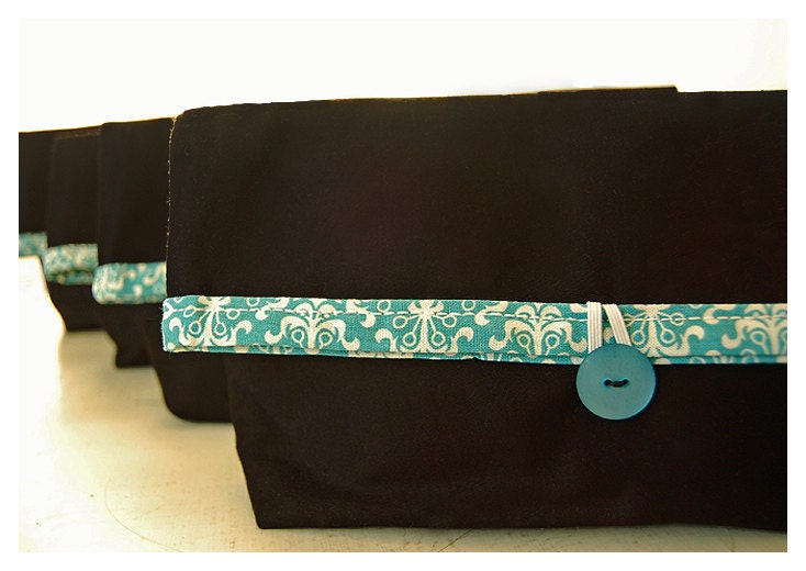 bags and purses: Bridesmaid Clutch Set 5 Black Teal Wedding Party Design Your Own Red Blue Custom Pouch Make Up tagt team