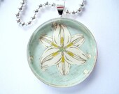 Glass Tile Pendant, Vintage Floral Pendant, Vintage Flowers, Spring Flowers - chain included