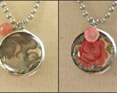 garden series soldered pendant - vintage calling card - free shipping