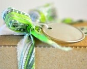 4 Favour Boxes- Kraft with Torn Ribbon Ties Green