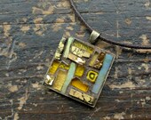 Mosaic Pendant in Yellow Ochre(1 inch)