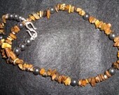Mens Hematite and Tigers Eye Necklace