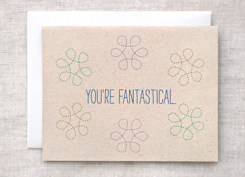 Congratulations Card, Graduation Card,  Eco Friendly Thank You Card - You're Fantastical - Geometric, Friendship