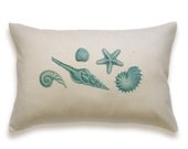 Starfish Seashell Pillow Cover 12 x 18 inch Natural Cotton PRINT DESIGN 15