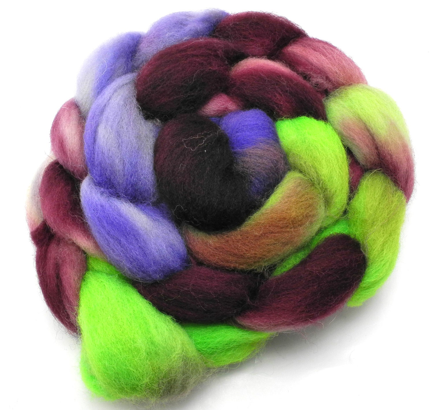 Gamma Ray -- hand dyed Texel wool roving (combed top)
