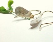 Maple Seed Pods Silver Gold Earrings