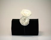 White Flowered Headband for Women and Girls - White Double Flowered Headband with Crystal Accents