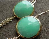 SALE  Chrysophrase, Vermeil and Gold Filled Tassel Chain Earrings SALE