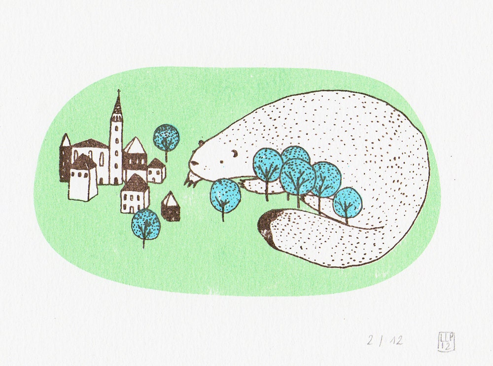 Gocco screen print the big beast