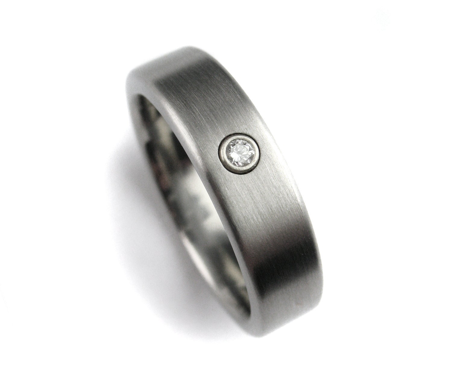 Diamond Wedding Band Slim Titanium