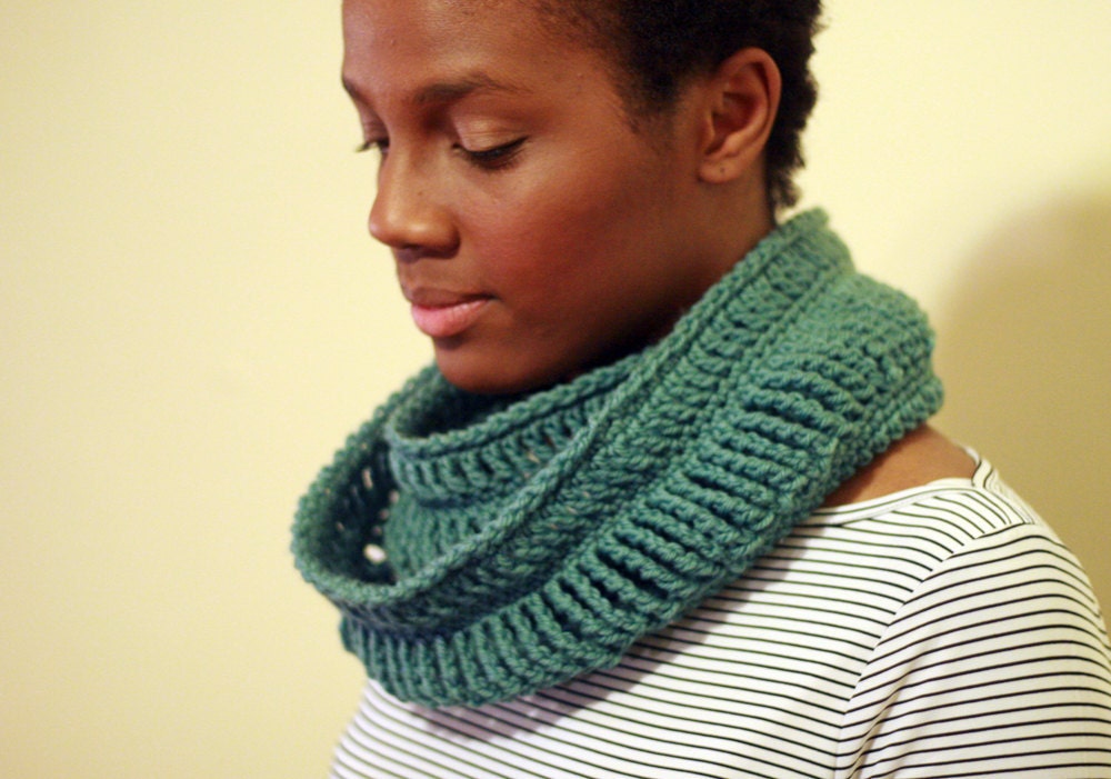 Blue Teal Circle Scarf in 100% Superwash Wool