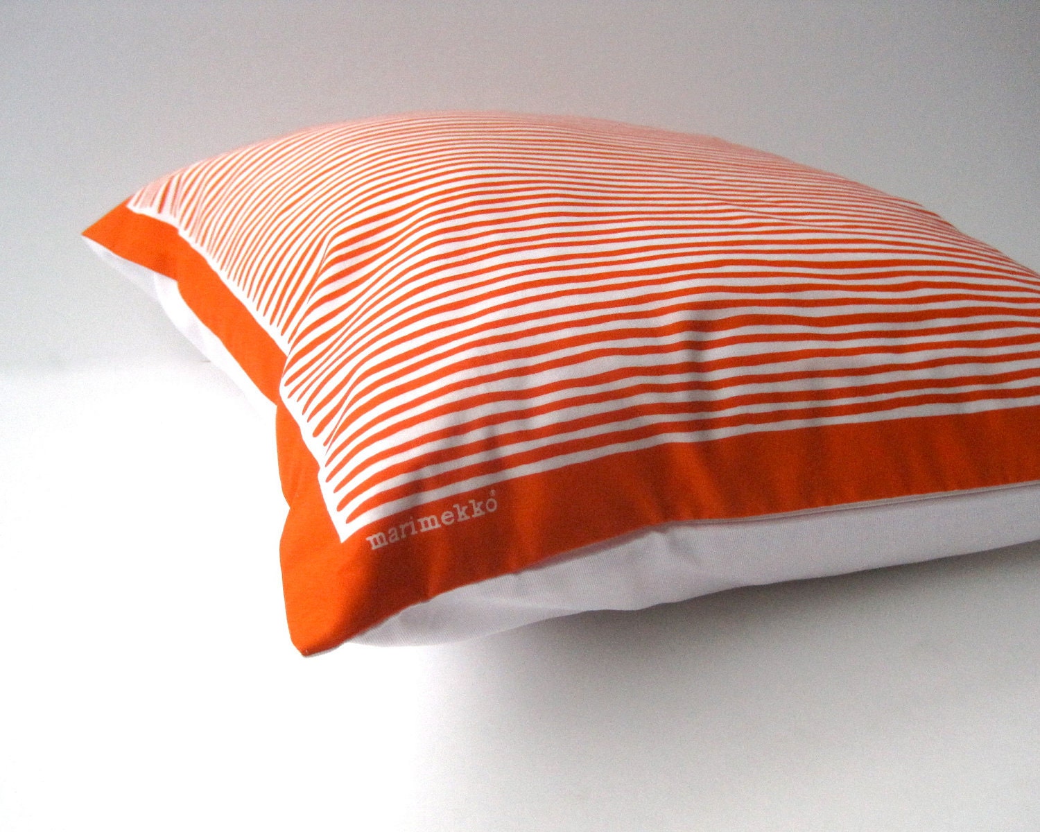 modern PILLOW COVER sham - Marimekko cushion cover home decor in orange white stripes (only 1 - ready to ship)