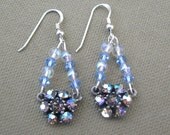 Blue Crystal Rhinestone Dangle Earrings