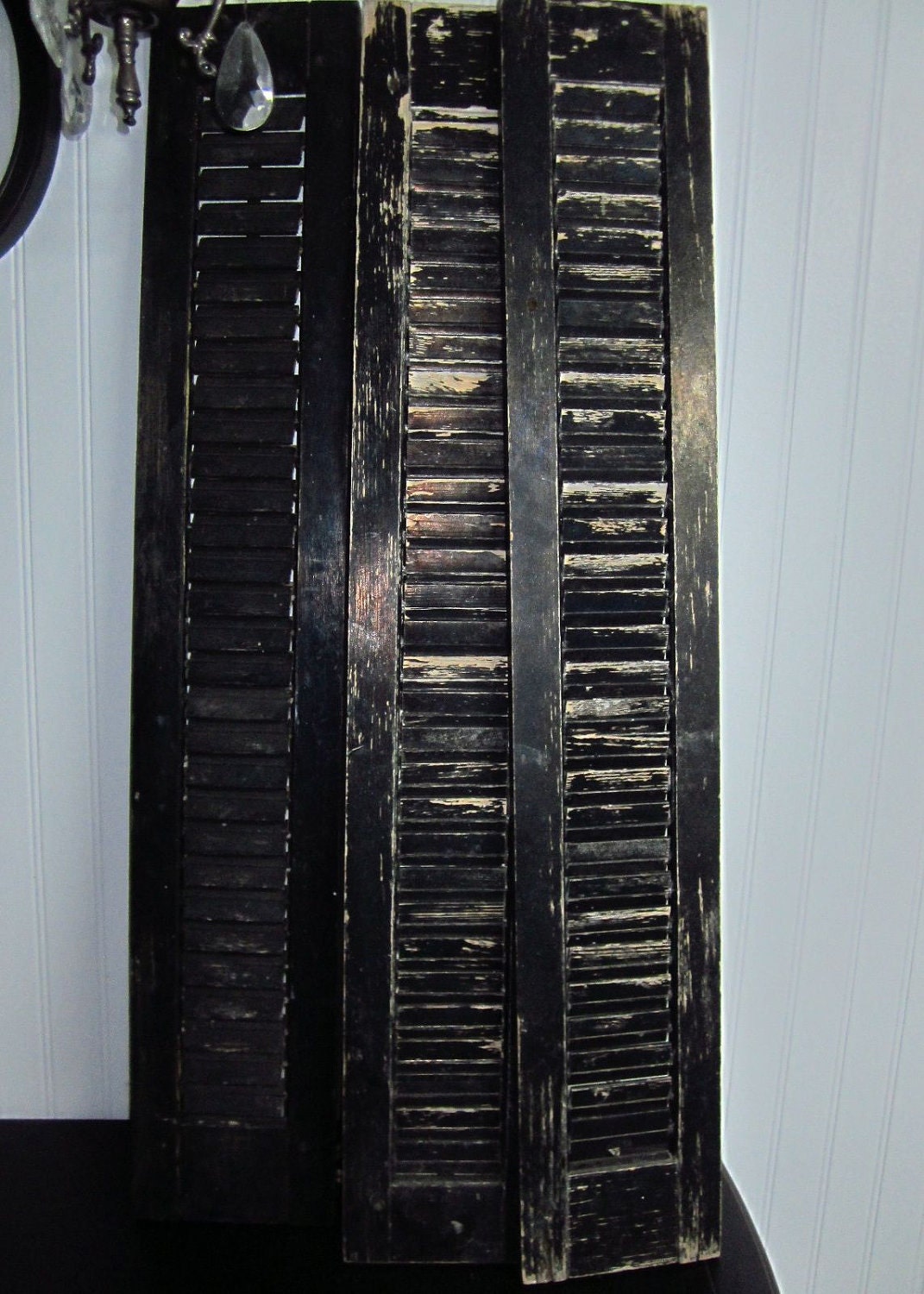 Vintage Shabby and Chippy Black Shutters Set of 3