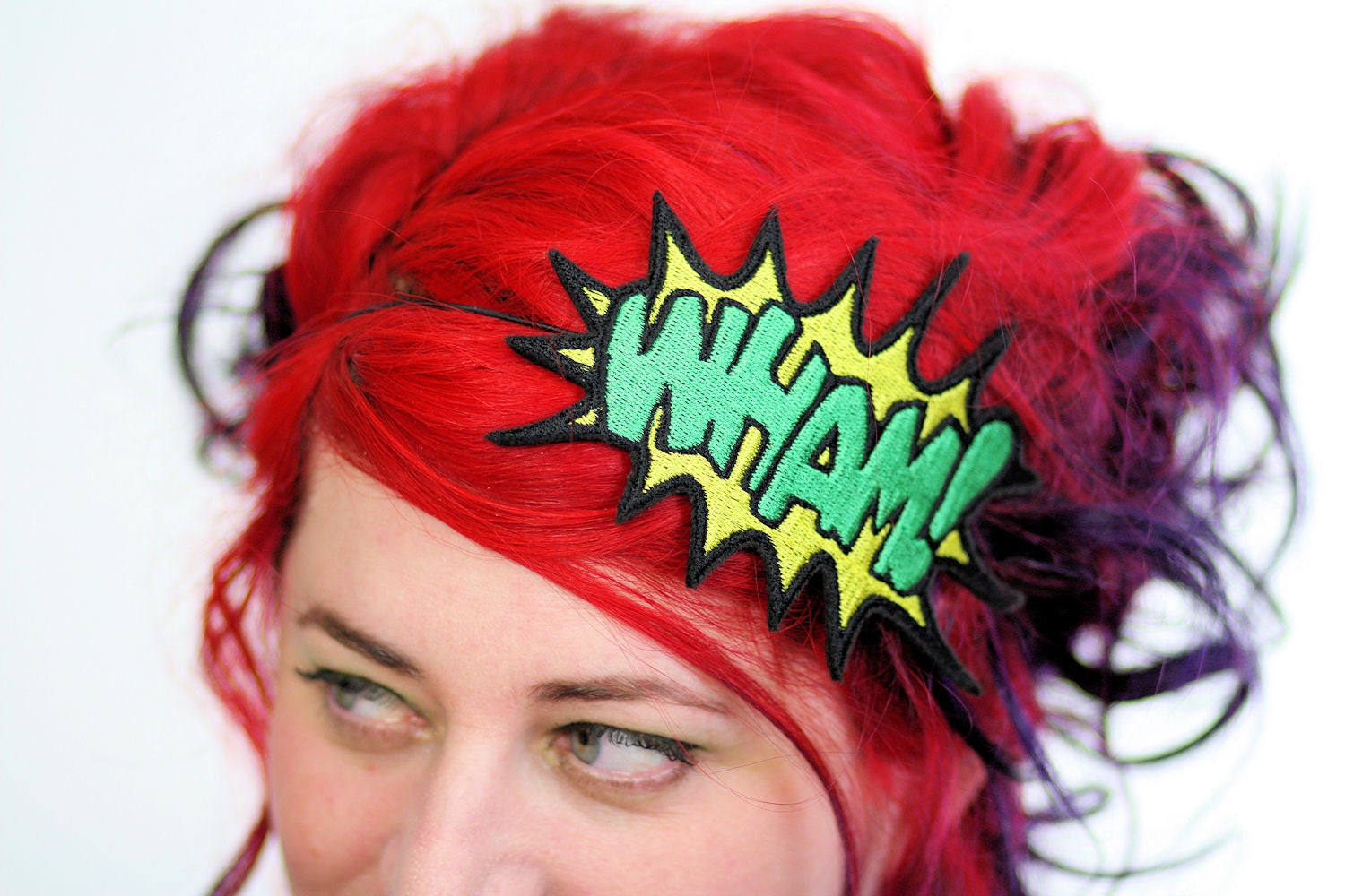 WHAM Cartoon Headband, Comic Inspired, Yellow and Green