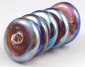 Handmade Lampwork Glass Beads Shimmering Aurae Disk set 5