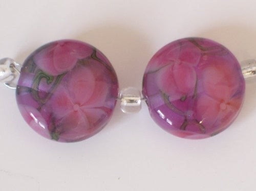 Tropical Pansies Bead set 2 Earring Pair Made to Order CD Lampwork