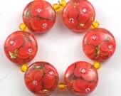 Handmade Lampwork Beads Glints and Poppies set 6 CD Lampwork